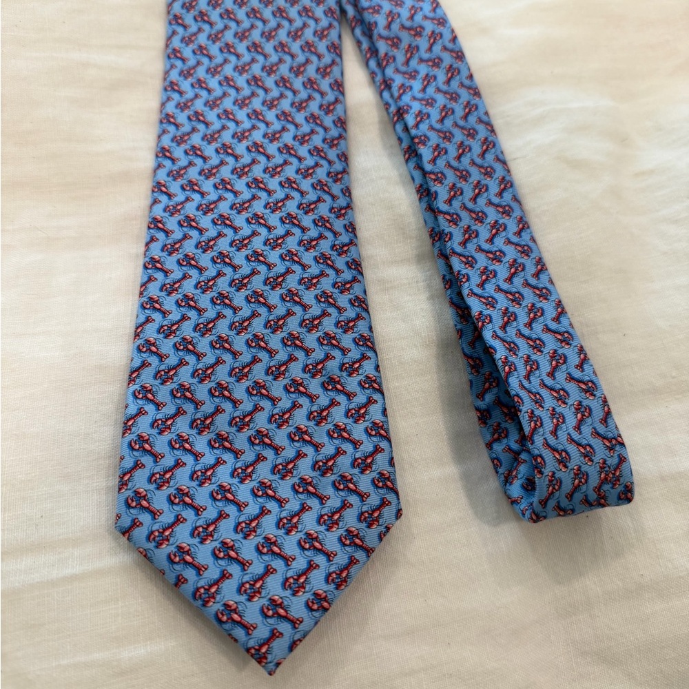 Blue Silk Lobster Pattern Mens Tie